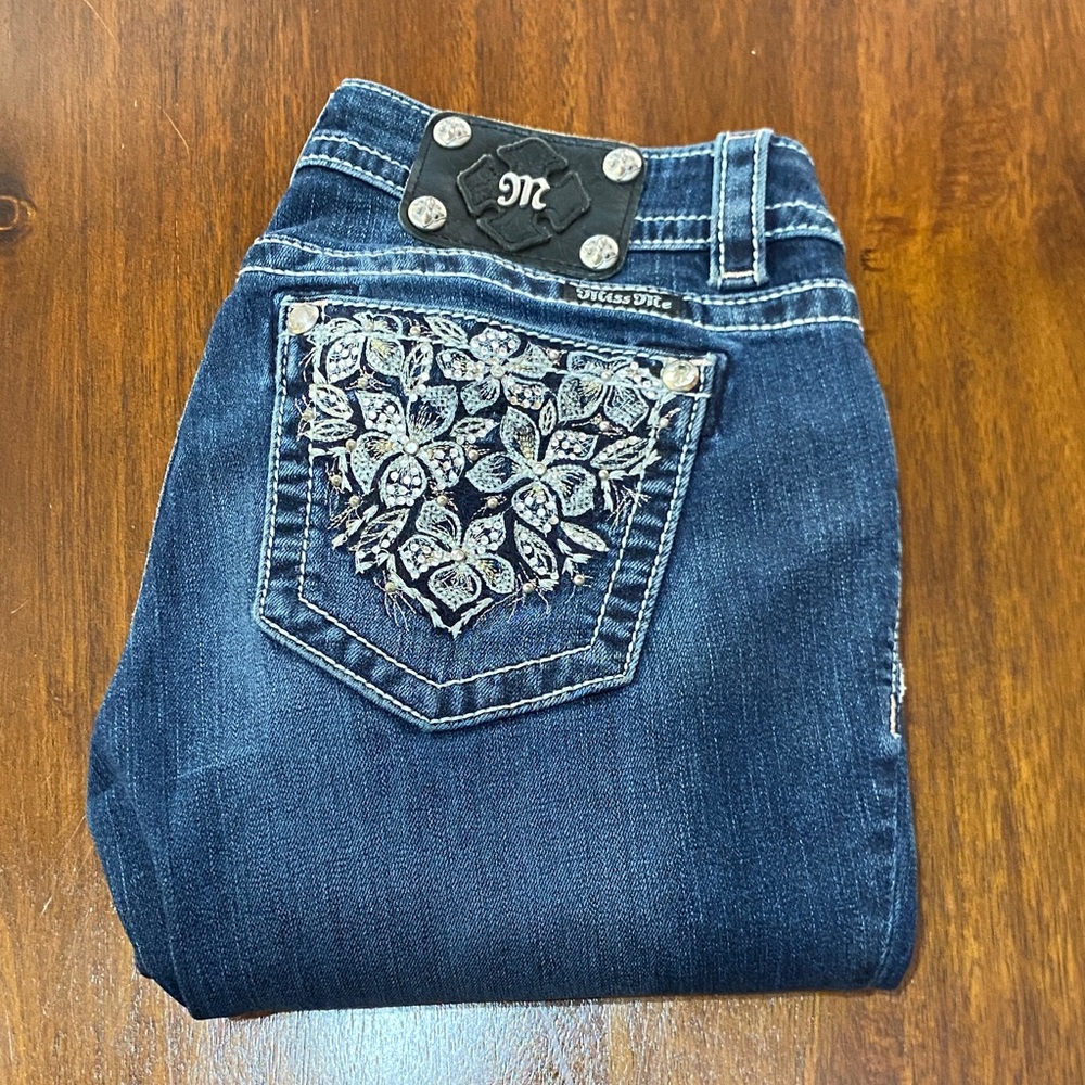 Miss Me Women's Dark Blue Cuffed Skinny Jeans Size 28